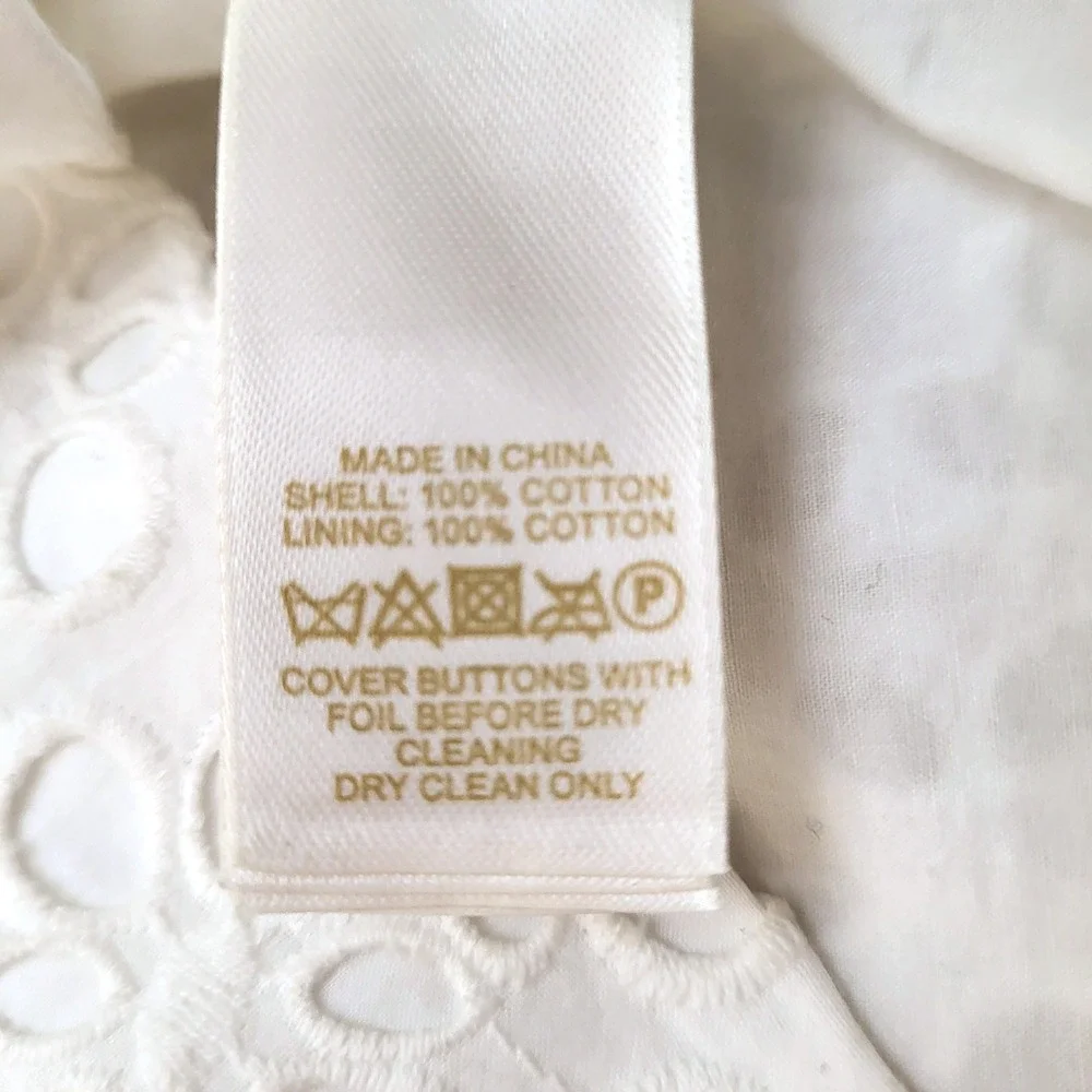 Kate Spade White Cotton Eyelet Crochet Bachelorette Beach Shirt Shift Dress 12